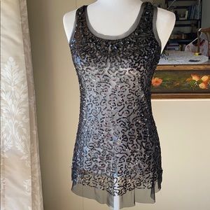 Black Sequined sheer tunic top